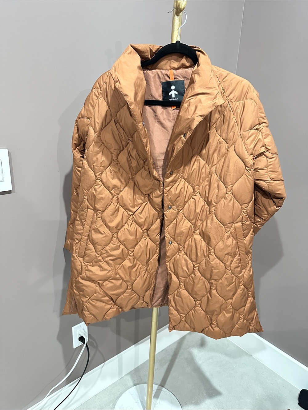 OROLAY Women’s Lightweight Quilted Puffer Jacket in Rust Brown
